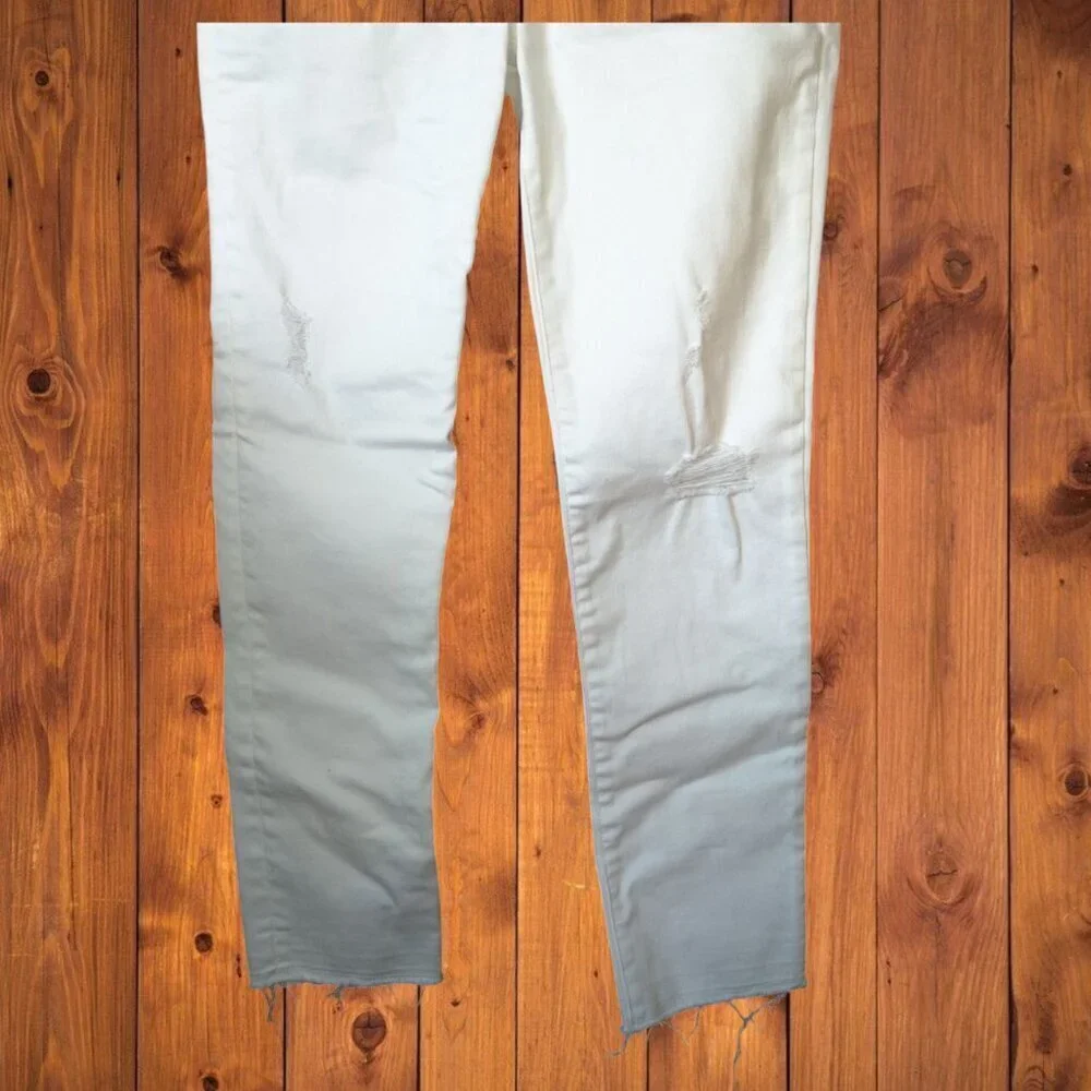 GAP Denim Girl's Size 16 White Super Skinny Ankle Jeans Distressed Raw Hem